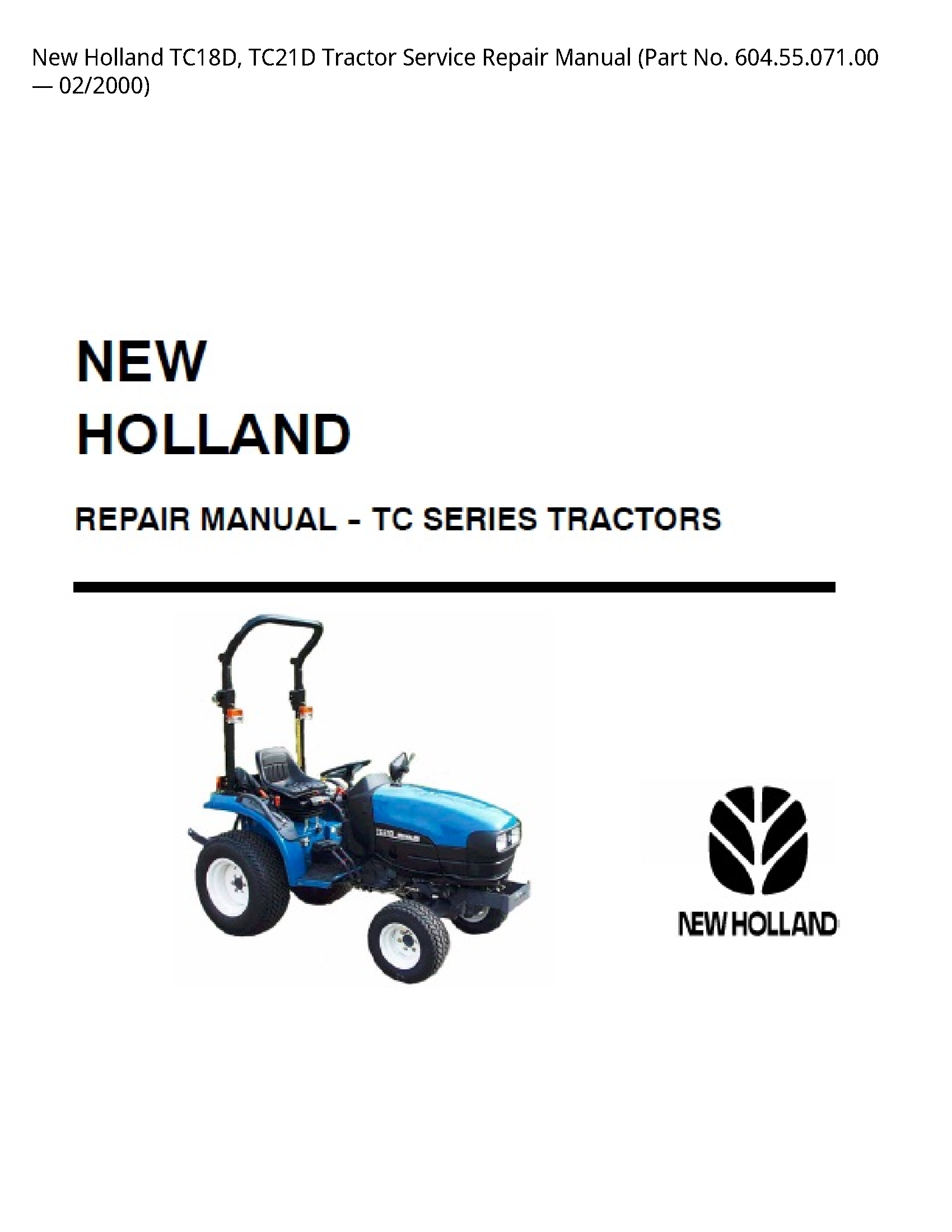 New Holland TC18D Tractor manual