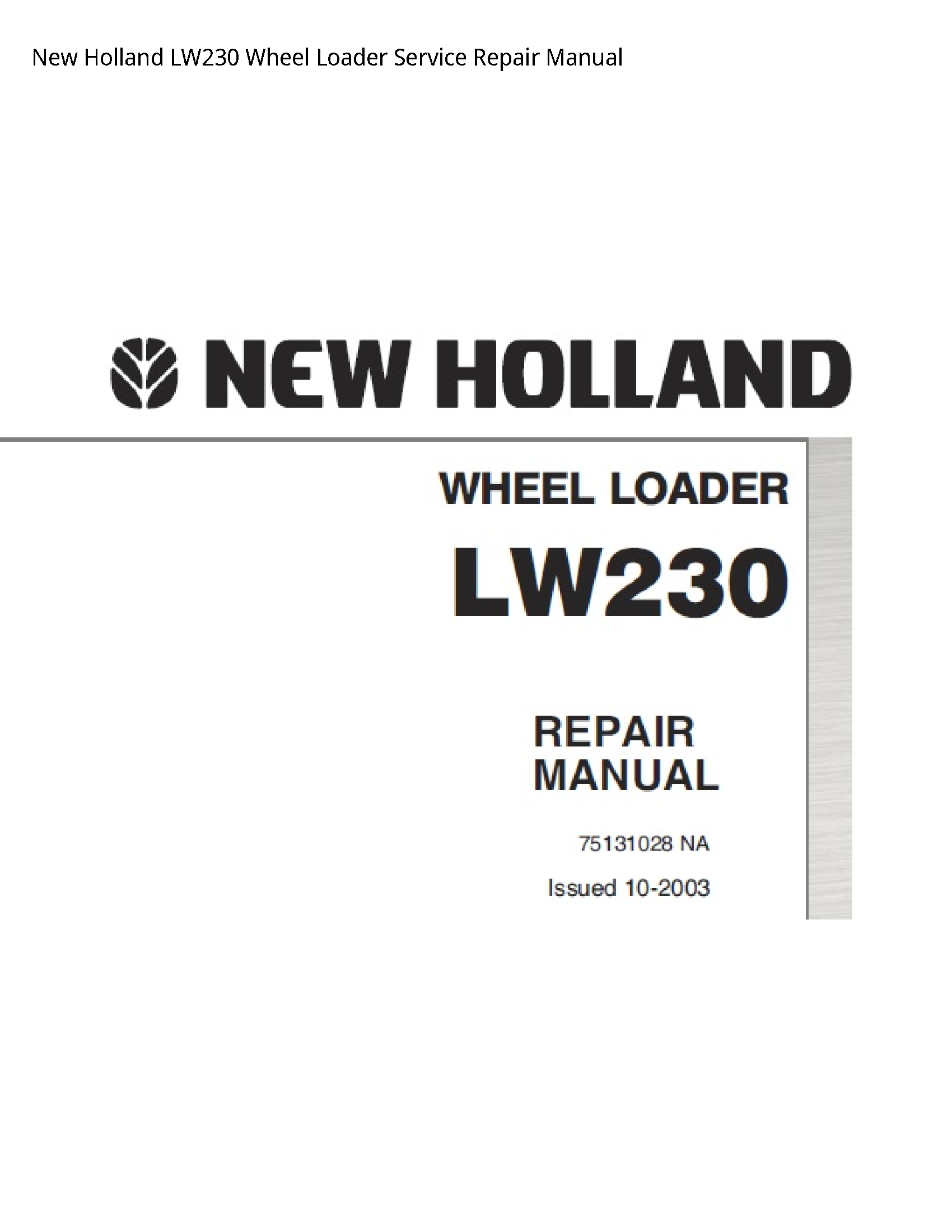 New Holland LW230 Wheel Loader manual