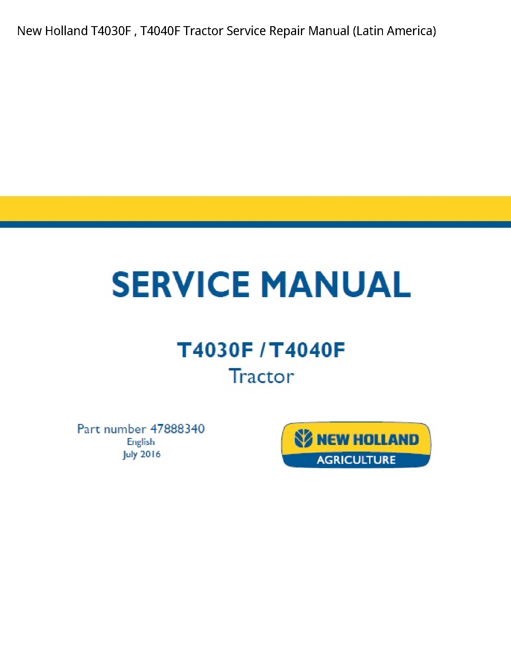 New Holland T4030F Tractor manual