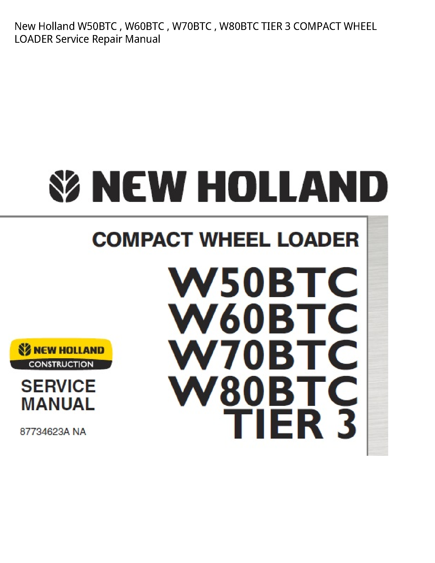 New Holland W50BTC TIER COMPACT WHEEL LOADER manual