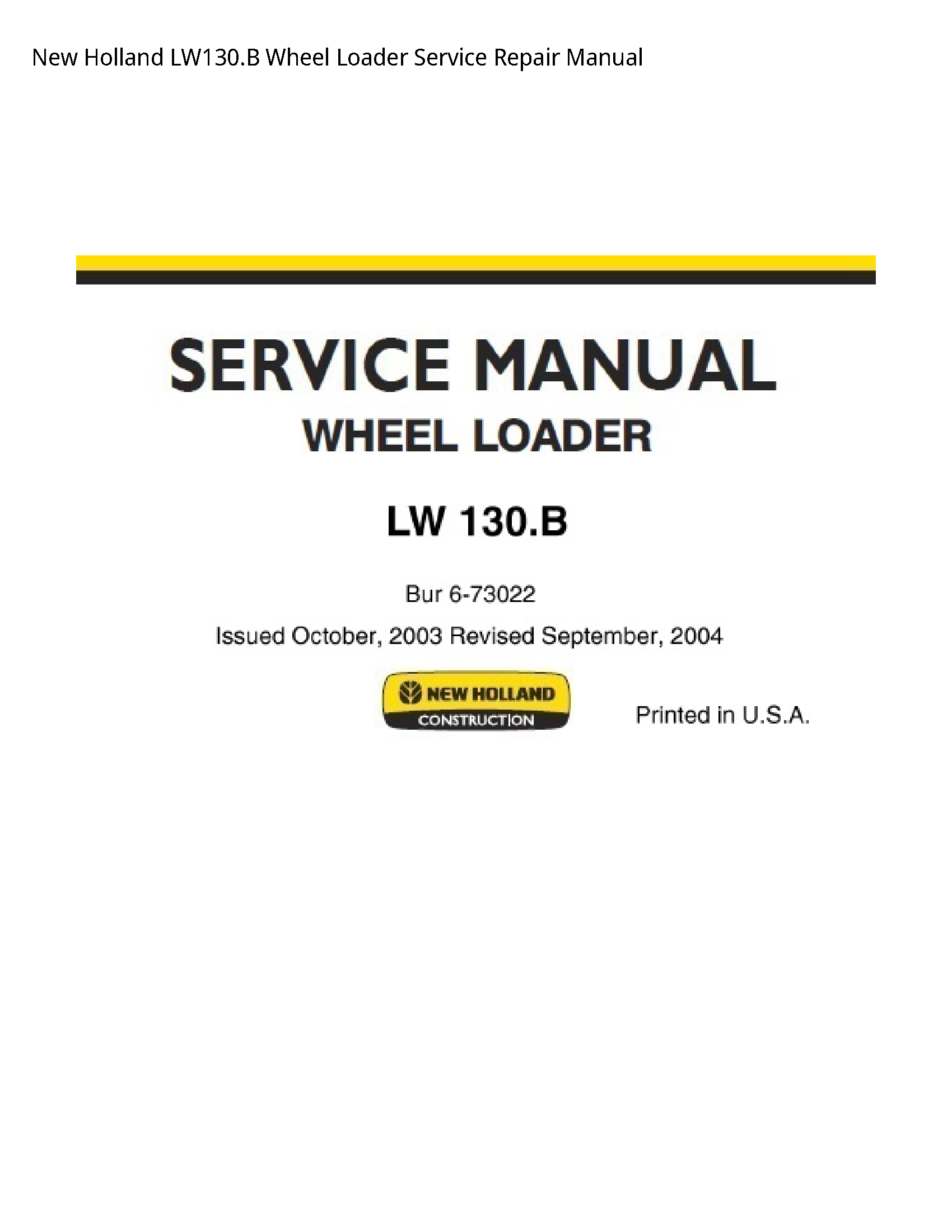 New Holland LW130.B Wheel Loader manual