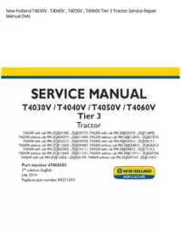 New Holland T4030V   T4040V   T4050V   T4060V Tier 3 Tractor Service Repair Manual (NA) preview