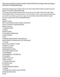 NEW HOLLAND MH2.6 MH3.6 WHEEL EXCAVATOR Service Repair Manual (Engine CNH/IVECO F4BE0454B*D602) preview