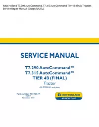 New Holland T7.290 AutoCommand  T7.315 AutoCommand Tier 4B (final) Tractors Service Repair Manual (Except NA/EU) preview
