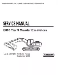 New Holland E805 Tier 3 Crawler Excavators Service Repair Manual preview