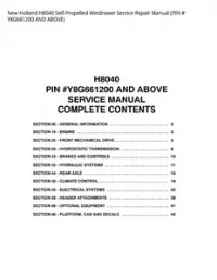 New Holland H8040 Self-Propelled Windrower Service Repair Manual (PIN # Y8G661200 AND ABOVE) preview