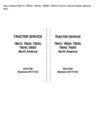 New Holland T8010 / T8020 / T8030 / T8040 / T8050 Tractors Service Repair Manual (NA) preview