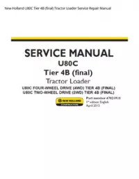 New Holland U80C Tier 4B (final) Tractor Loader Service Repair Manual preview