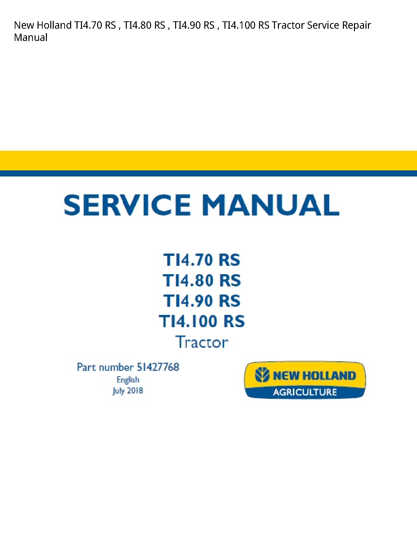 New Holland TI4.70 RS RS RS RS Tractor manual