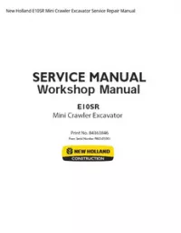 New Holland E10SR Mini Crawler Excavator Service Repair Manual preview