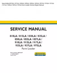 New Holland 810LA / 815LA / 830LA / 835LA / 850LA / 855LA / 857LA / 910LA / 915LA / 917LA / 935LA / 937LA / 975LA Farm Loader Service Repair Manual preview