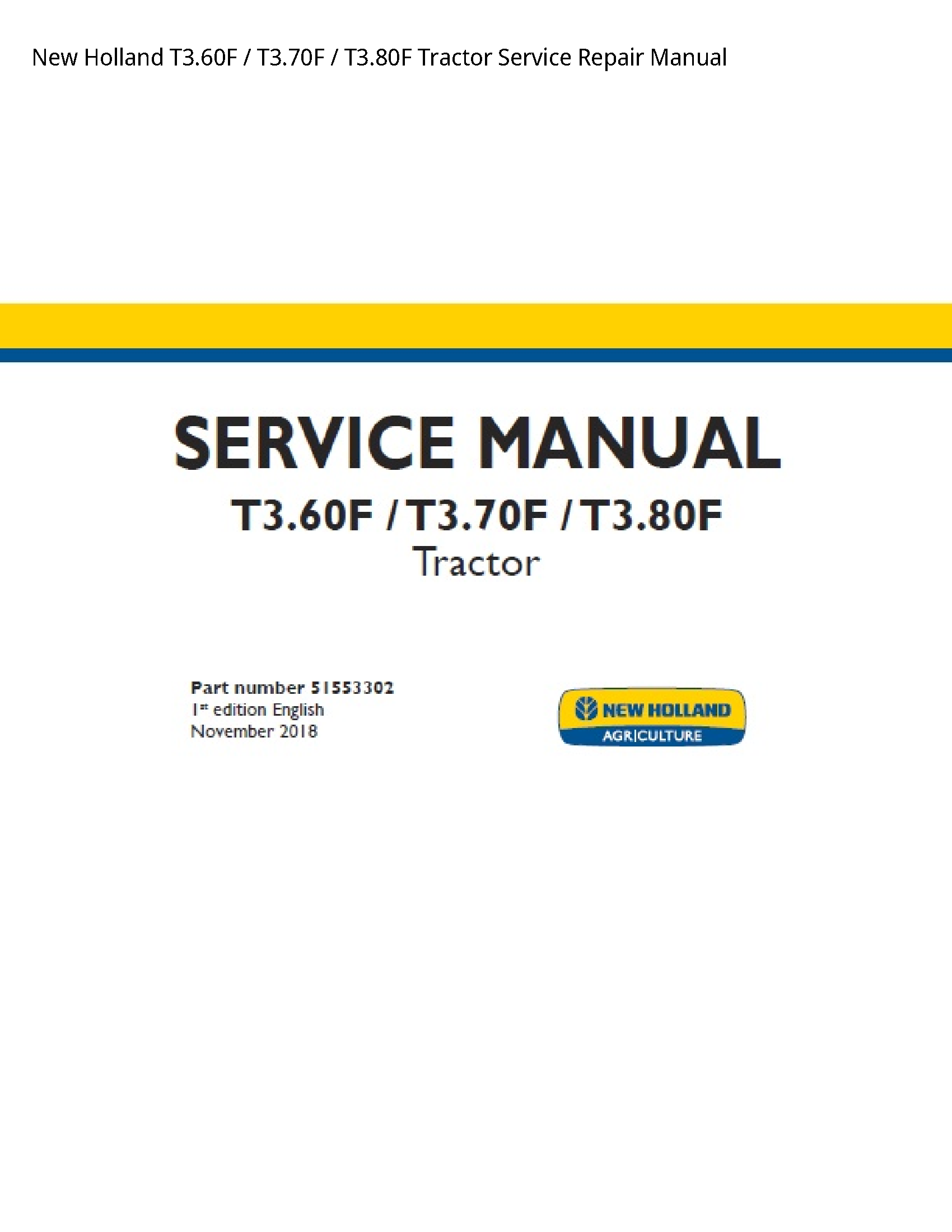 New Holland T3.60F Tractor manual