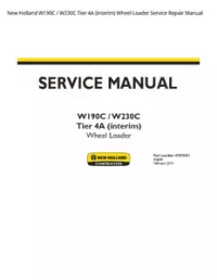 New Holland W190C / W230C Tier 4A (interim) Wheel Loader Service Repair Manual preview