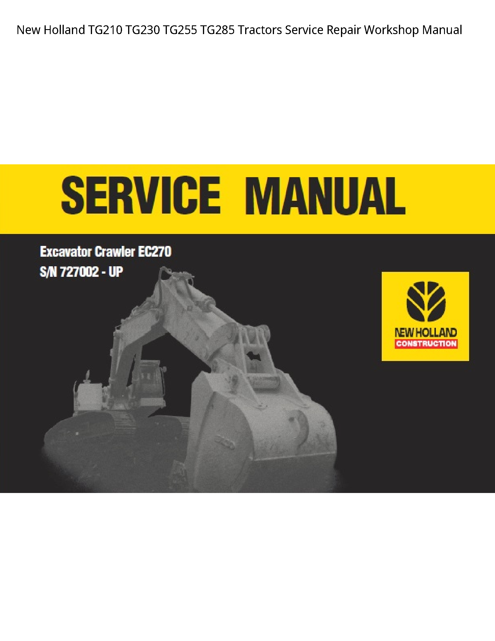 New Holland TG210 Tractors manual