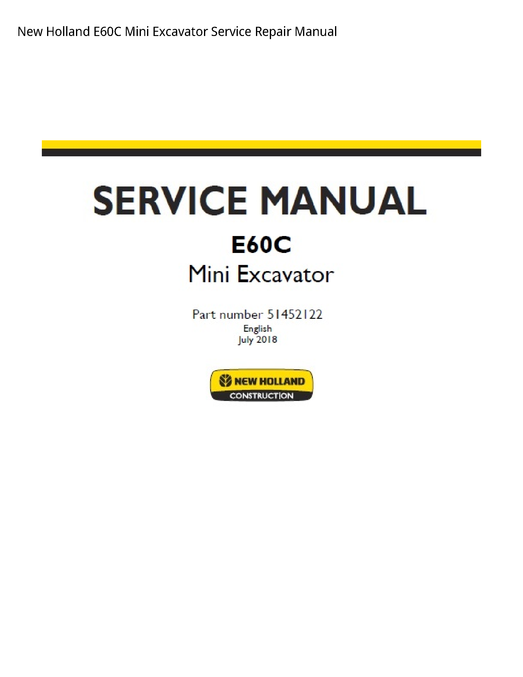 New Holland E60C Mini Excavator manual