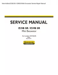 New Holland E35B SR / E39B SR Mini Excavator Service Repair Manual preview