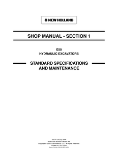 New Holland E50 Compact Excavator service manual