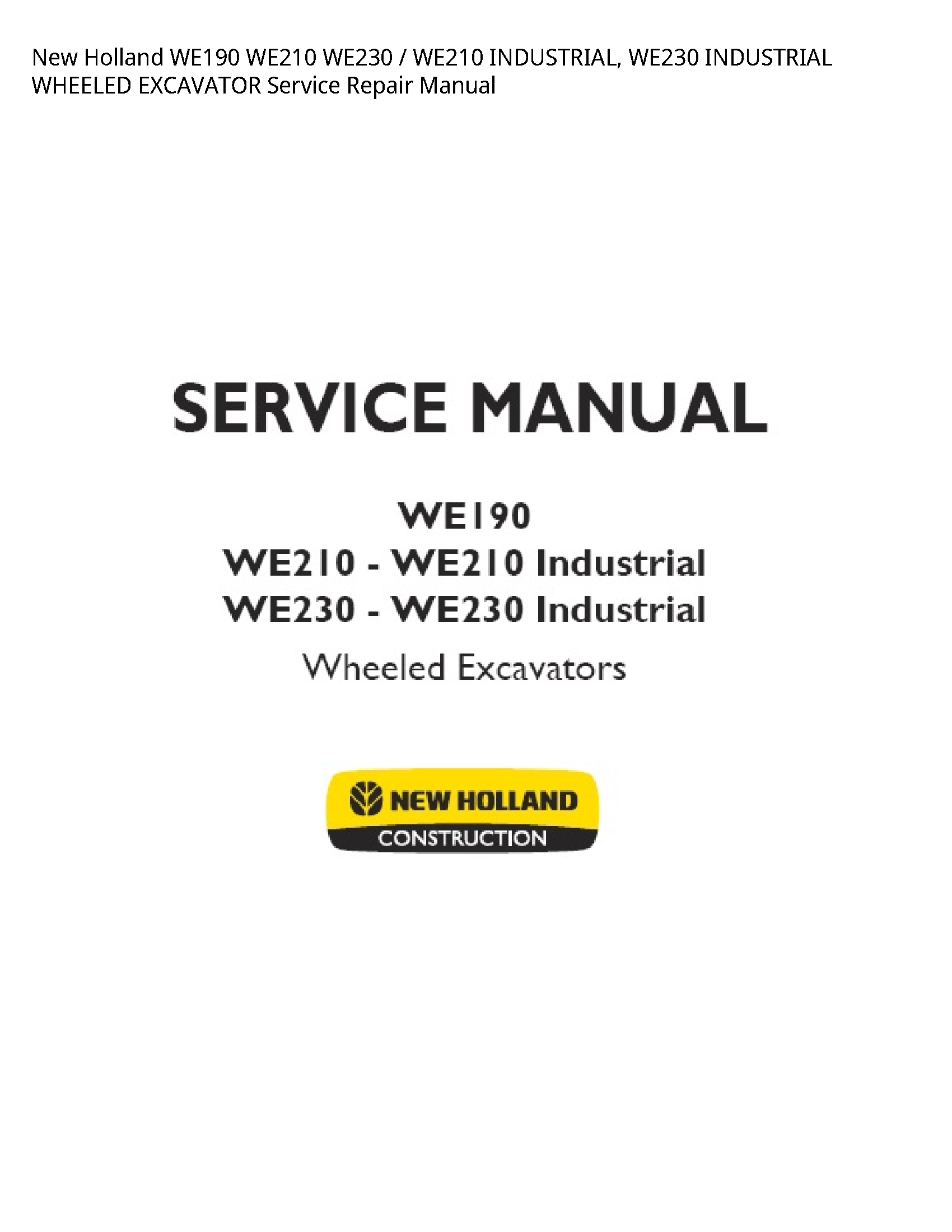 New Holland WE190 INDUSTRIAL manual