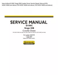 New Holland D180C Stage IIIB Crawler Dozer Service Repair Manual (PIN NDDC18000 and above; PIN NEDC18000 and above; PIN NFDC18000 and above) preview