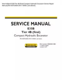 New Holland E35B Tier 4B (final) Compact Hydraulic Excavator Service Repair Manual [PIN NETN36001(PX17-40001) and above] preview