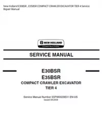 New Holland E30BSR   E35BSR COMPACT CRAWLER EXCAVATOR TIER 4 Service Repair Manual preview