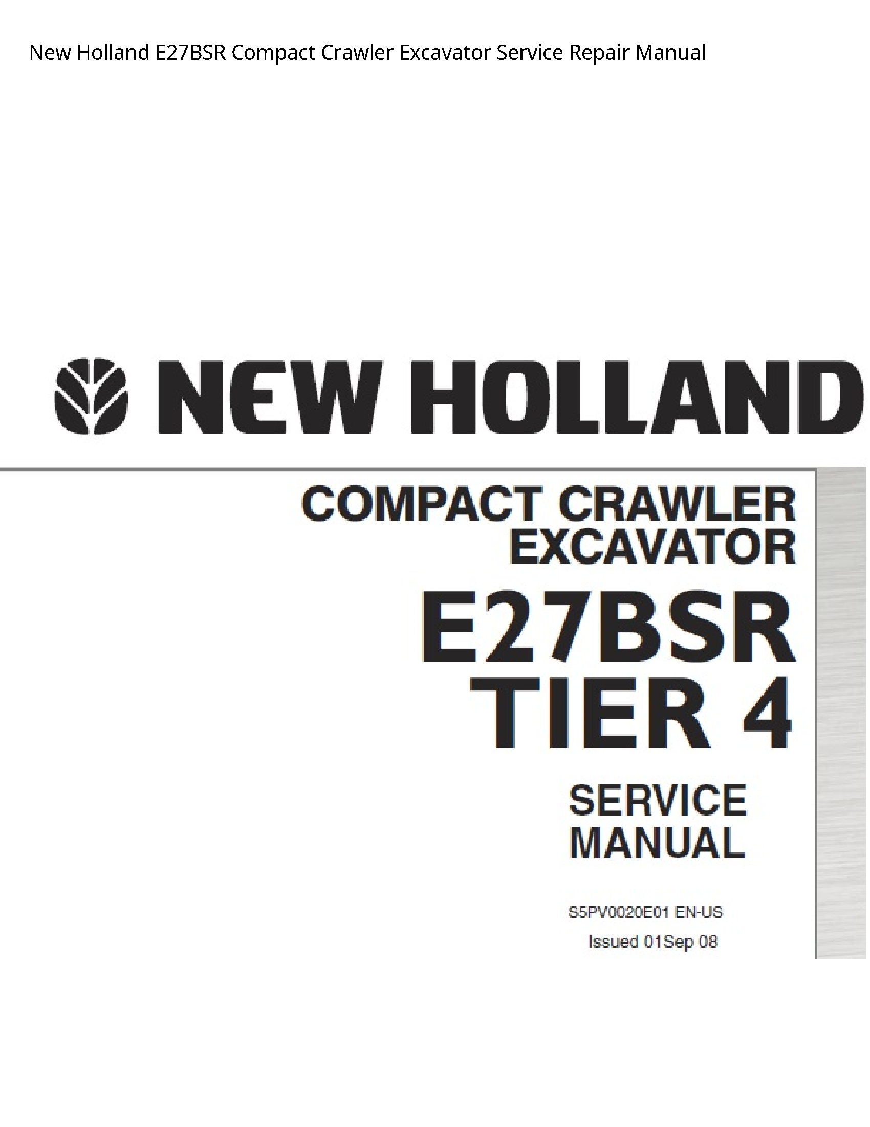 New Holland E27BSR Compact Crawler Excavator manual