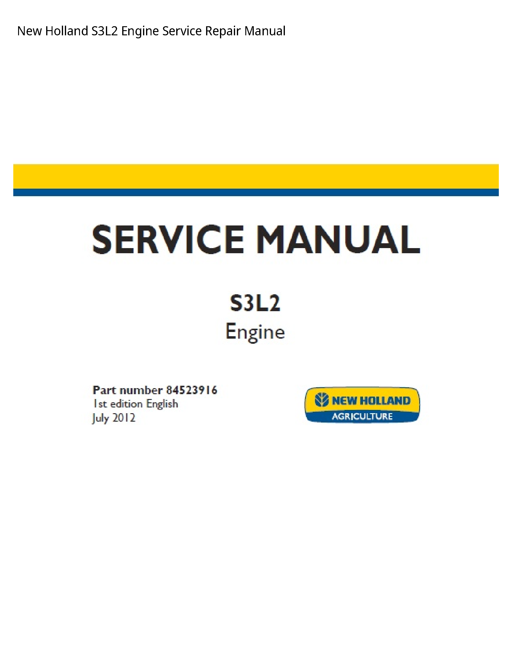 New Holland S3L2 Engine manual