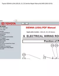 Toyota SIENNA (USA) (GSL20  23  25) Service Repair Manual & EWD (2003-2010) preview
