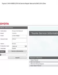 Toyota C-HR HYBRID (ZYX1#) Service Repair Manual & EWD 2016-20xx preview