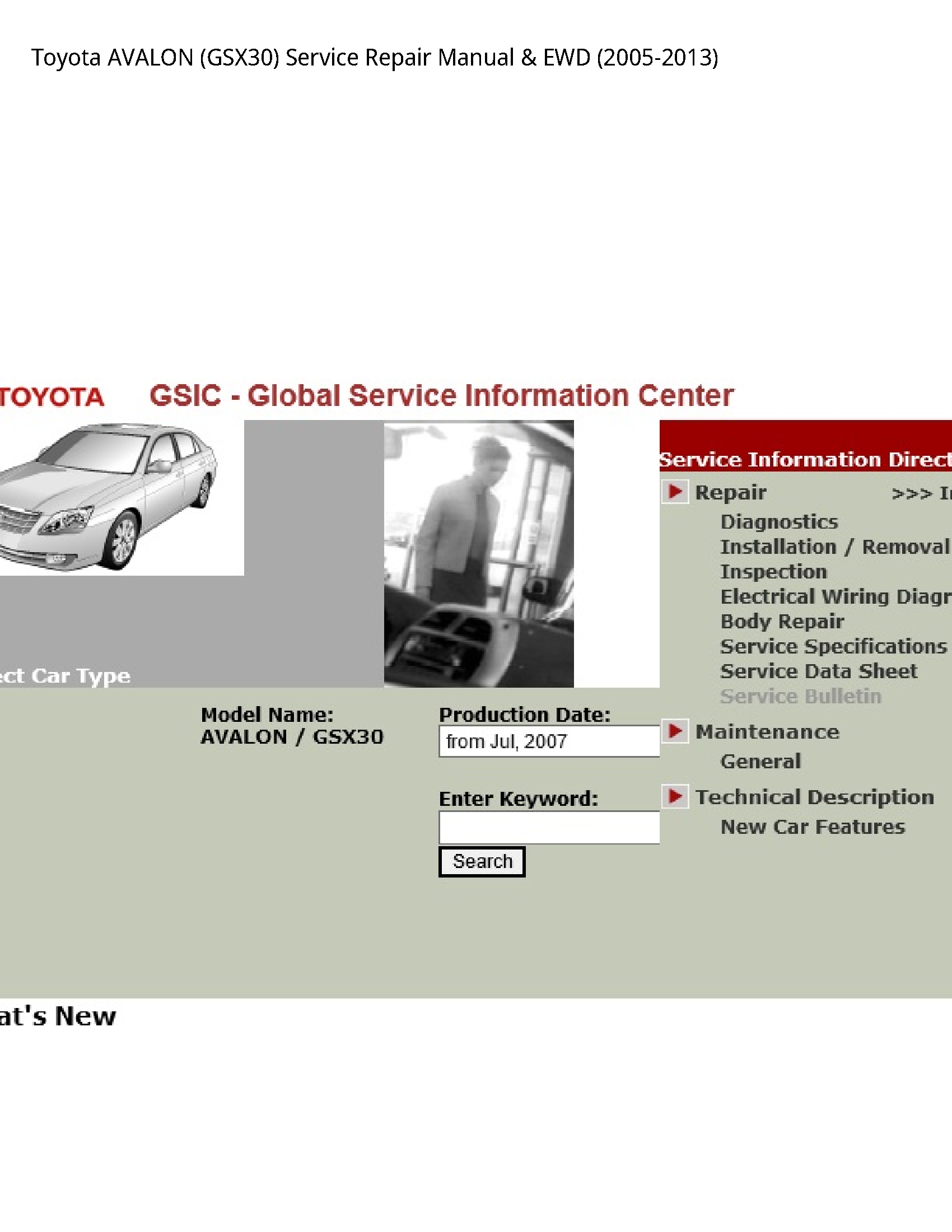 Toyota (GSX30) AVALON manual