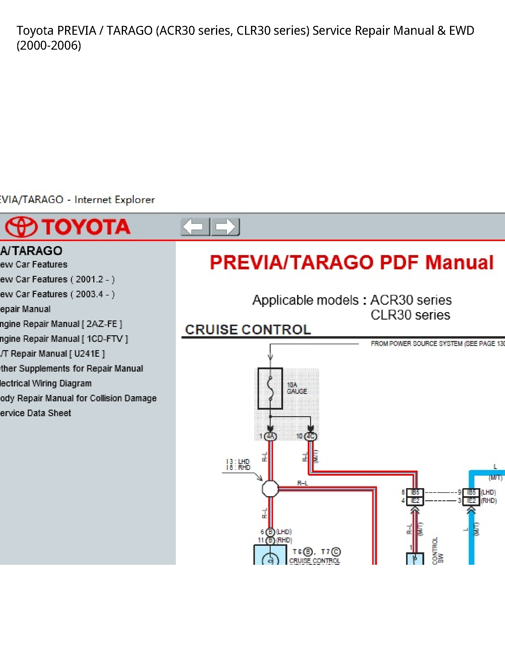 Toyota (ACR30 PREVIA TARAGO series manual