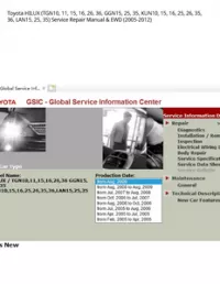 Toyota HILUX (TGN10  11  15  16  26  36  GGN15  25  35  KUN10  15  16  25  26  35  36  LAN15  25  35) Service Repair Manual & EWD (2005-2012) preview
