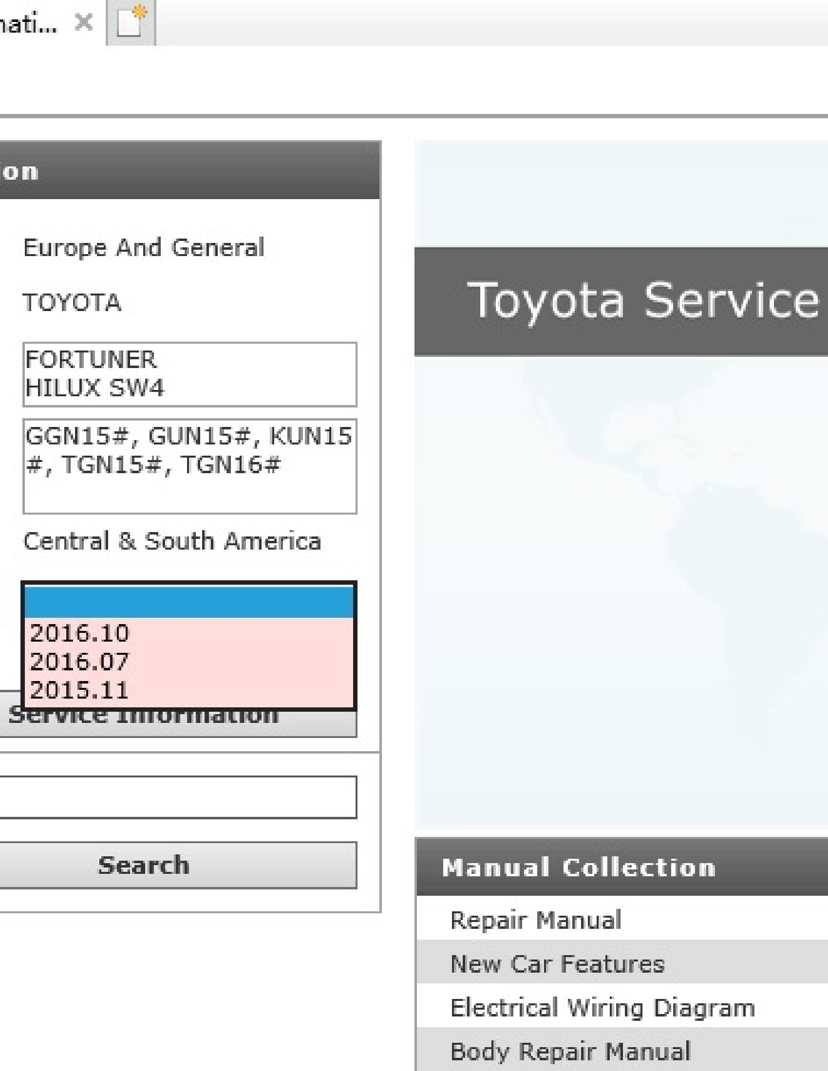 Toyota SW4 FORTUNER HILUX manual