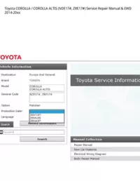 Toyota COROLLA / COROLLA ALTIS (NDE17#  ZRE17#) Service Repair Manual & EWD 2014-20xx preview