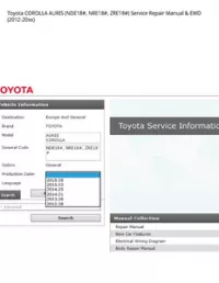 Toyota COROLLA AURIS (NDE18#  NRE18#  ZRE18#) Service Repair Manual & EWD (2012-20xx) preview
