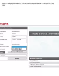 Toyota Camry Hybrid (AXVA7#  GSV7#) Service Repair Manual & EWD (2017-20xx) [NA] preview
