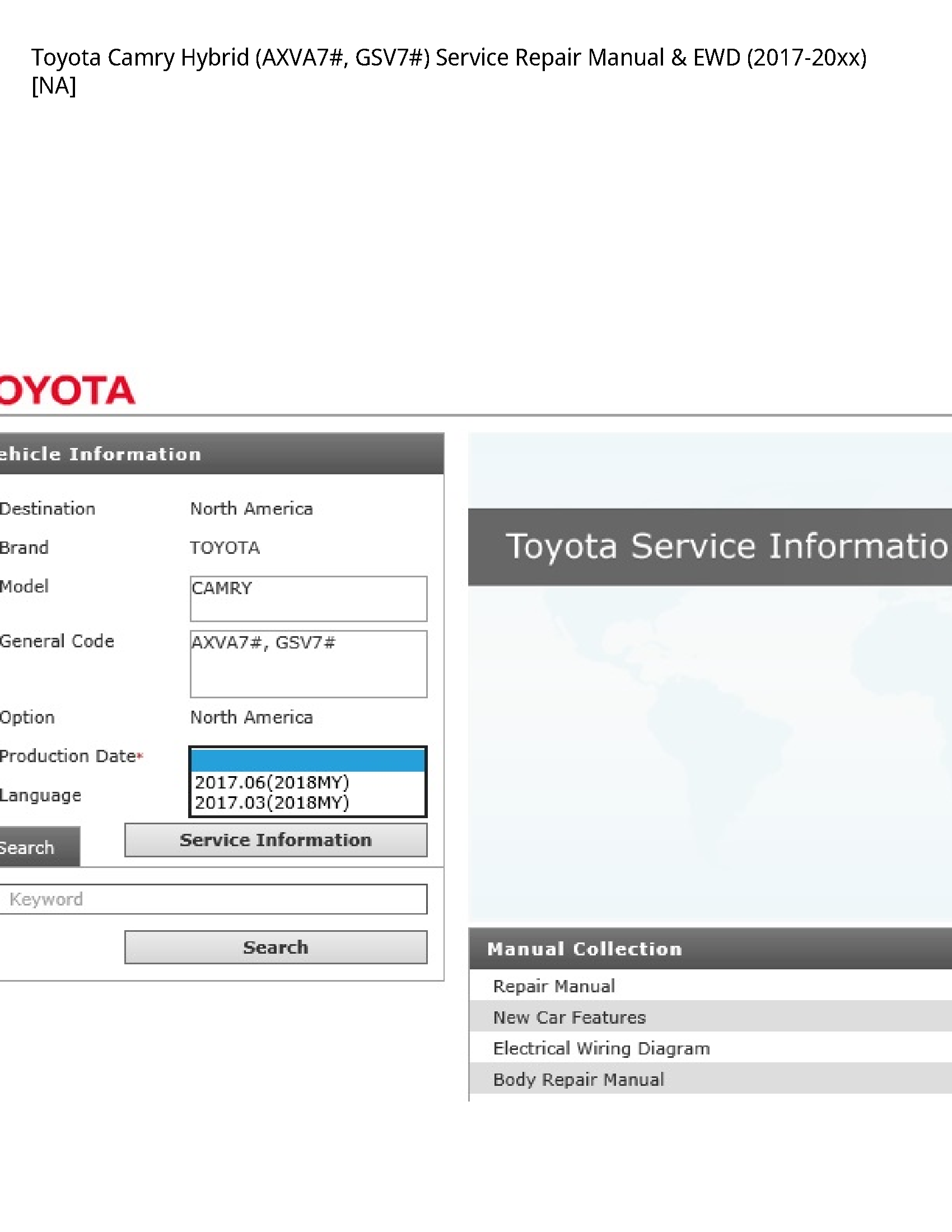 Toyota (AXVA7# Camry Hybrid manual