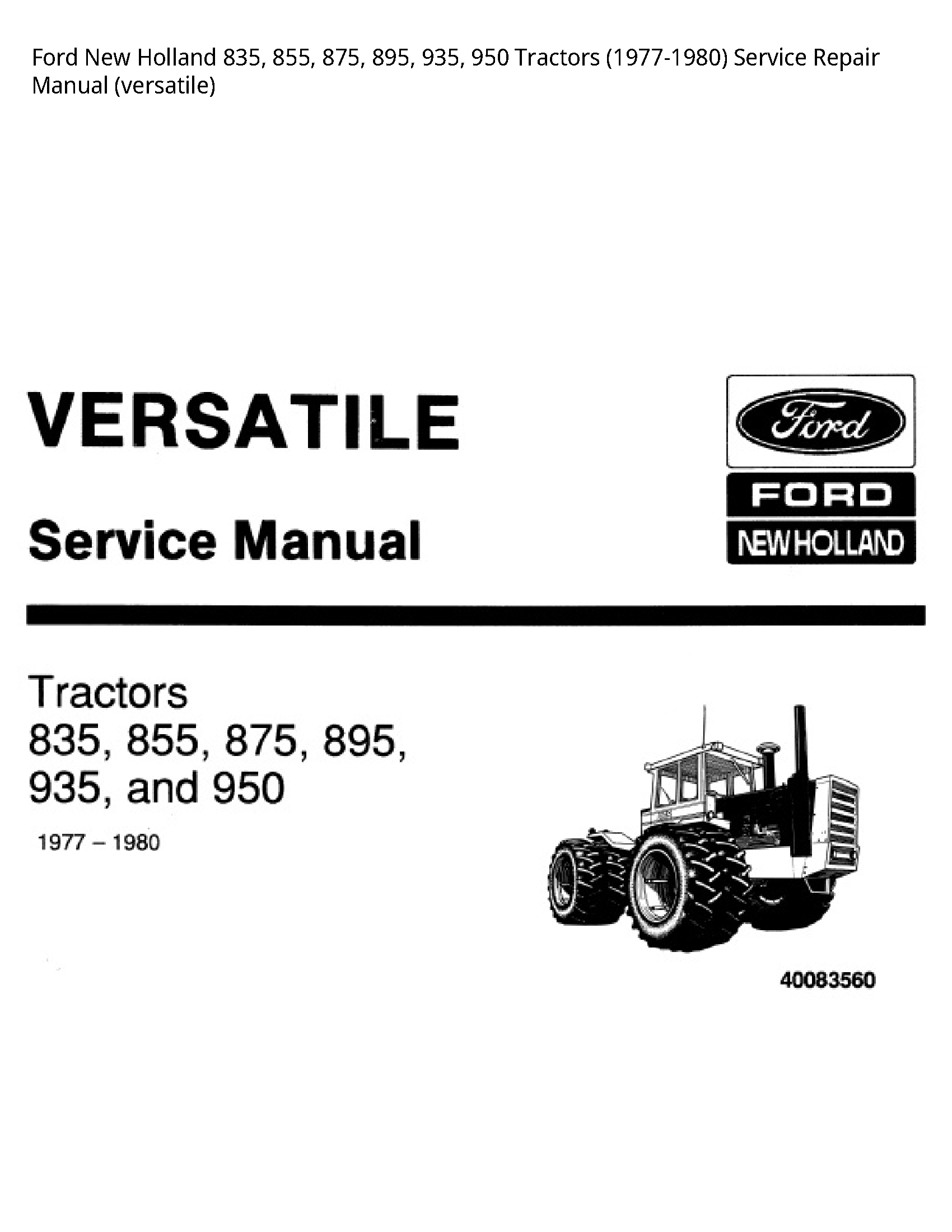  835 Tractors manual