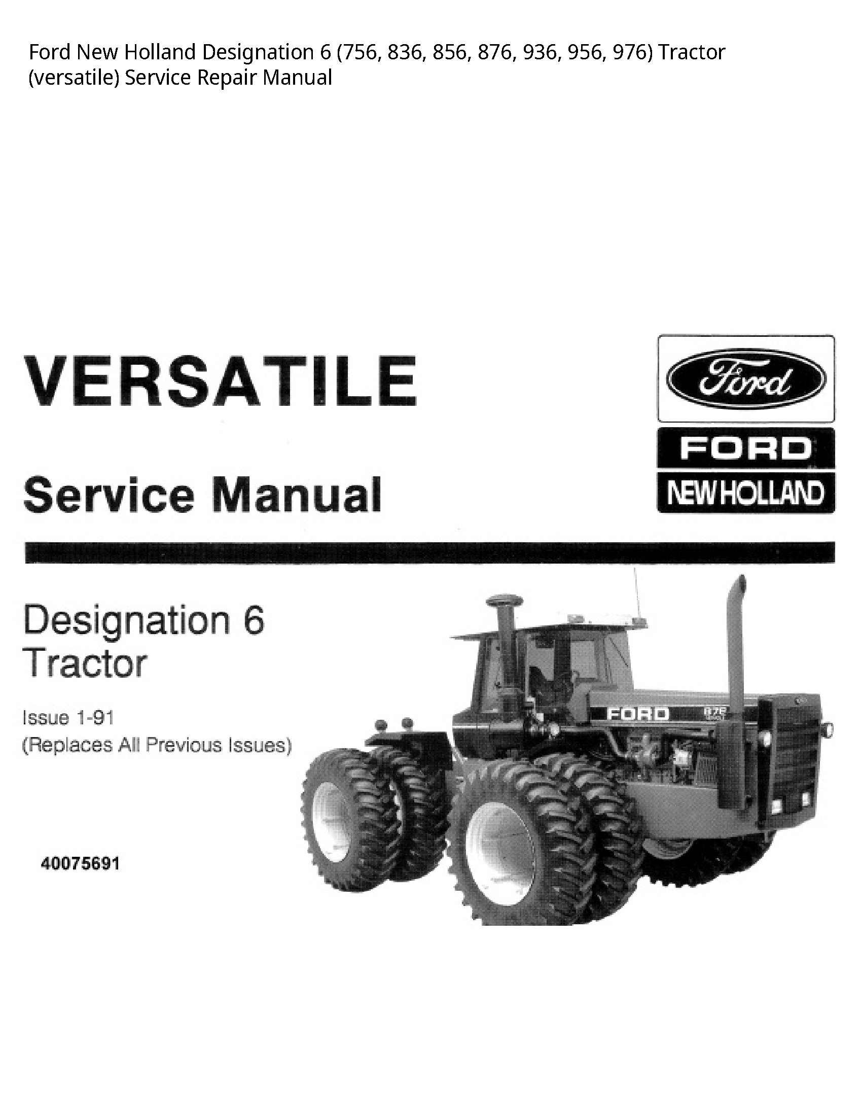  6 Designation Tractor (versatile) manual