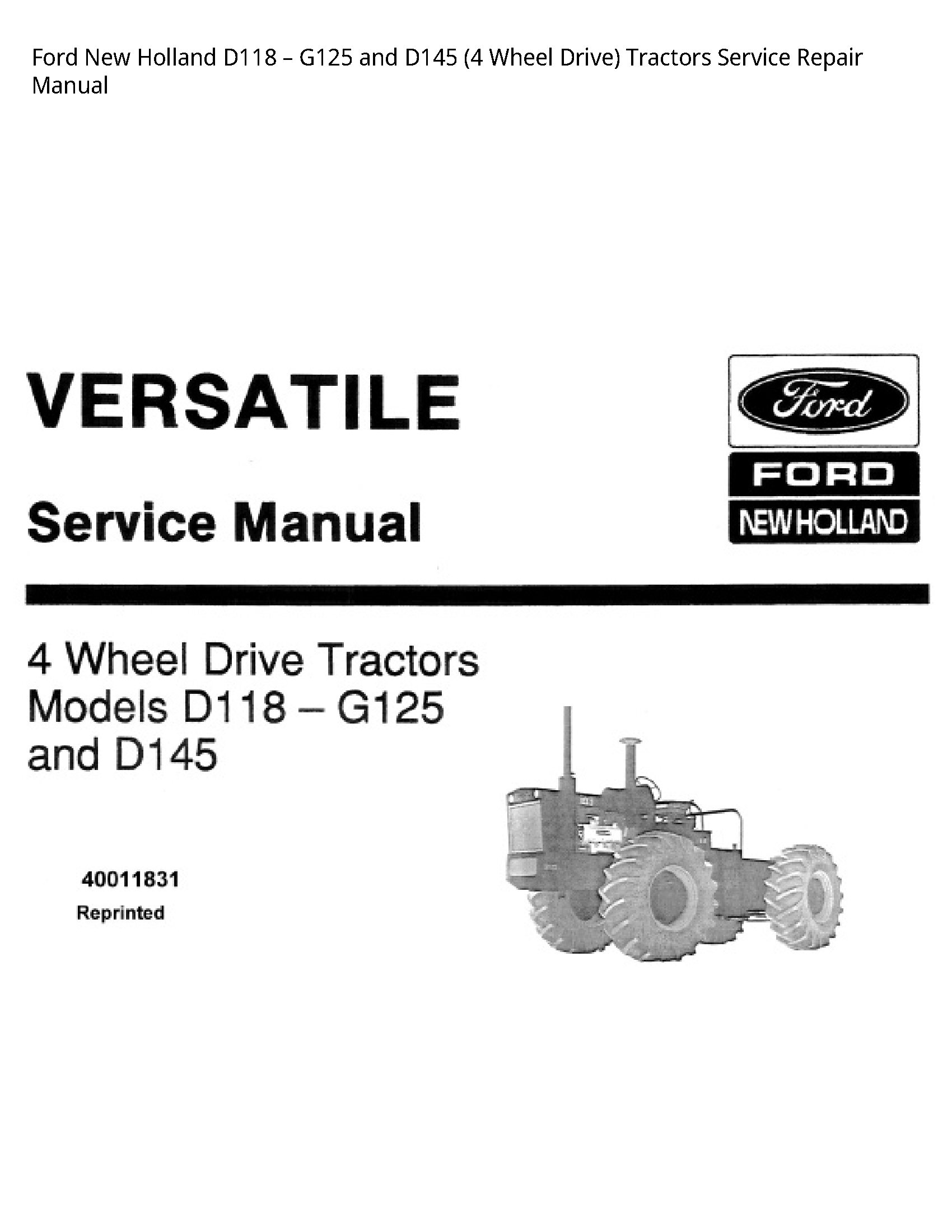  D118  Wheel Drive) Tractors manual