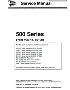 JCB 500 Series Telescopic Handler Service manual