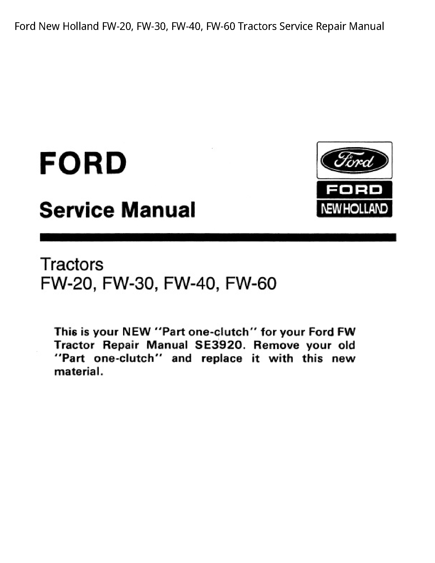  FW-20 Tractors manual