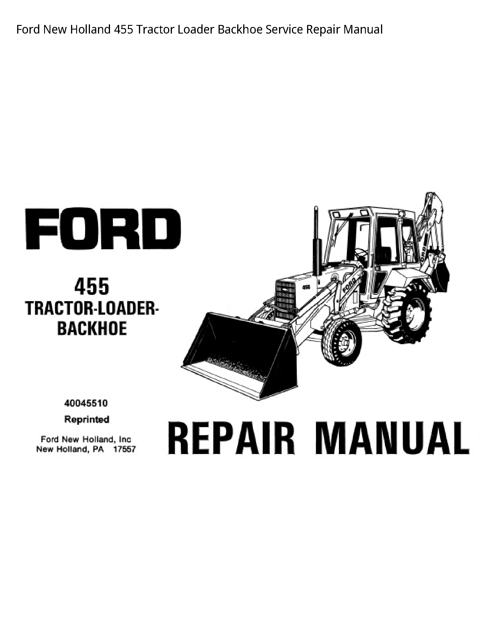 455 Tractor Loader Backhoe manual