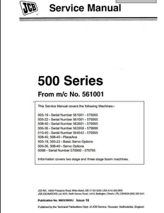JCB 525 Series Telescopic Handler Service manual
