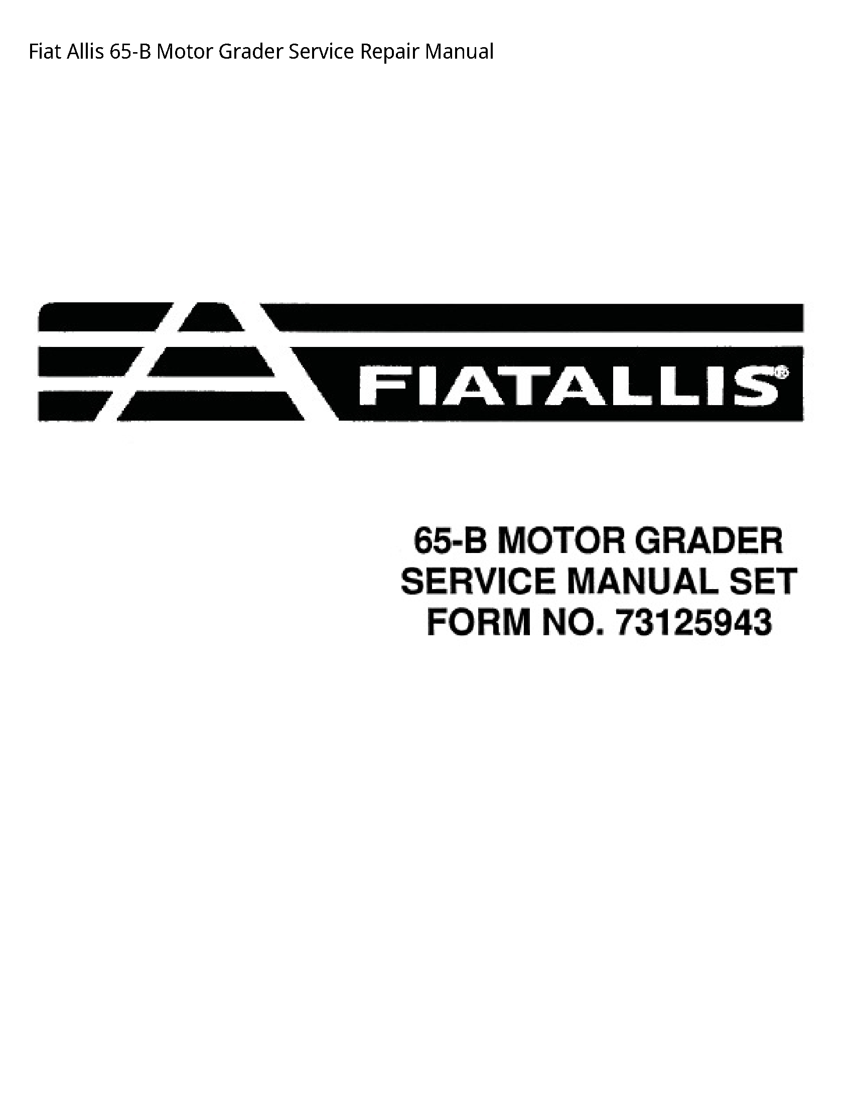 Fiat Allis 65-B Motor Grader manual