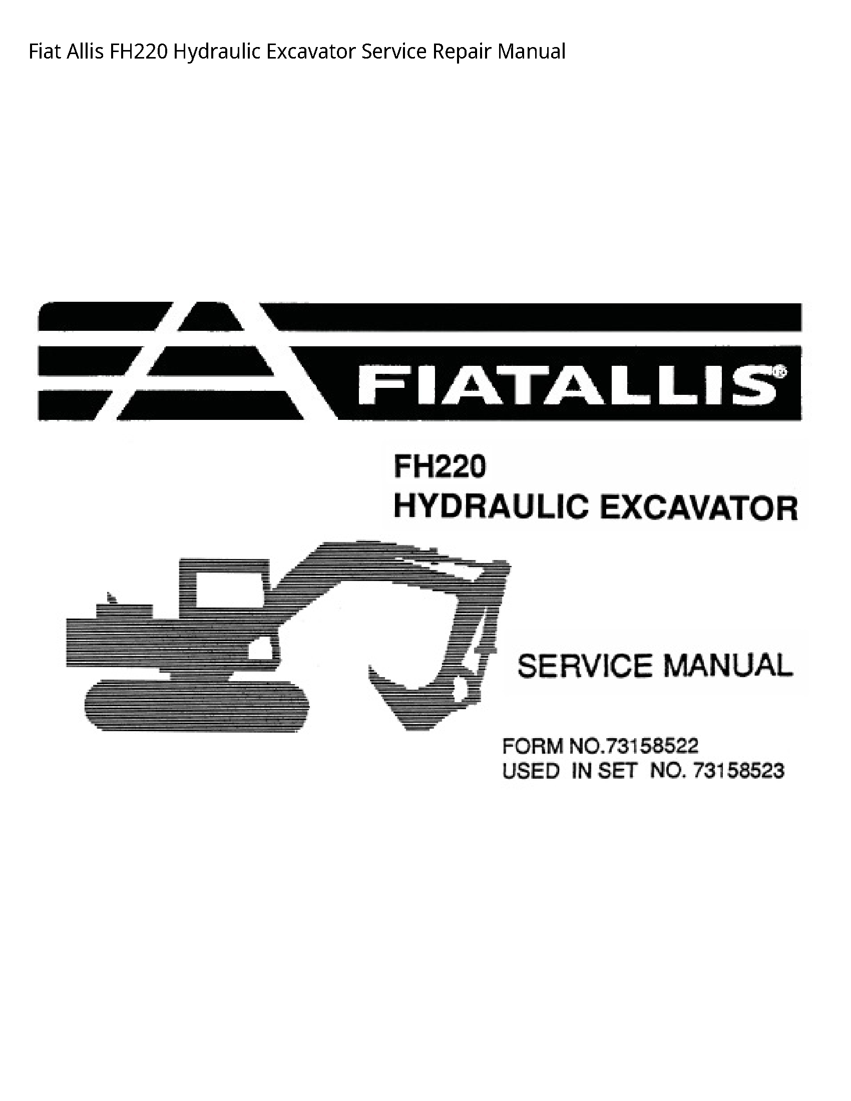 Fiat Allis FH220 Hydraulic Excavator manual