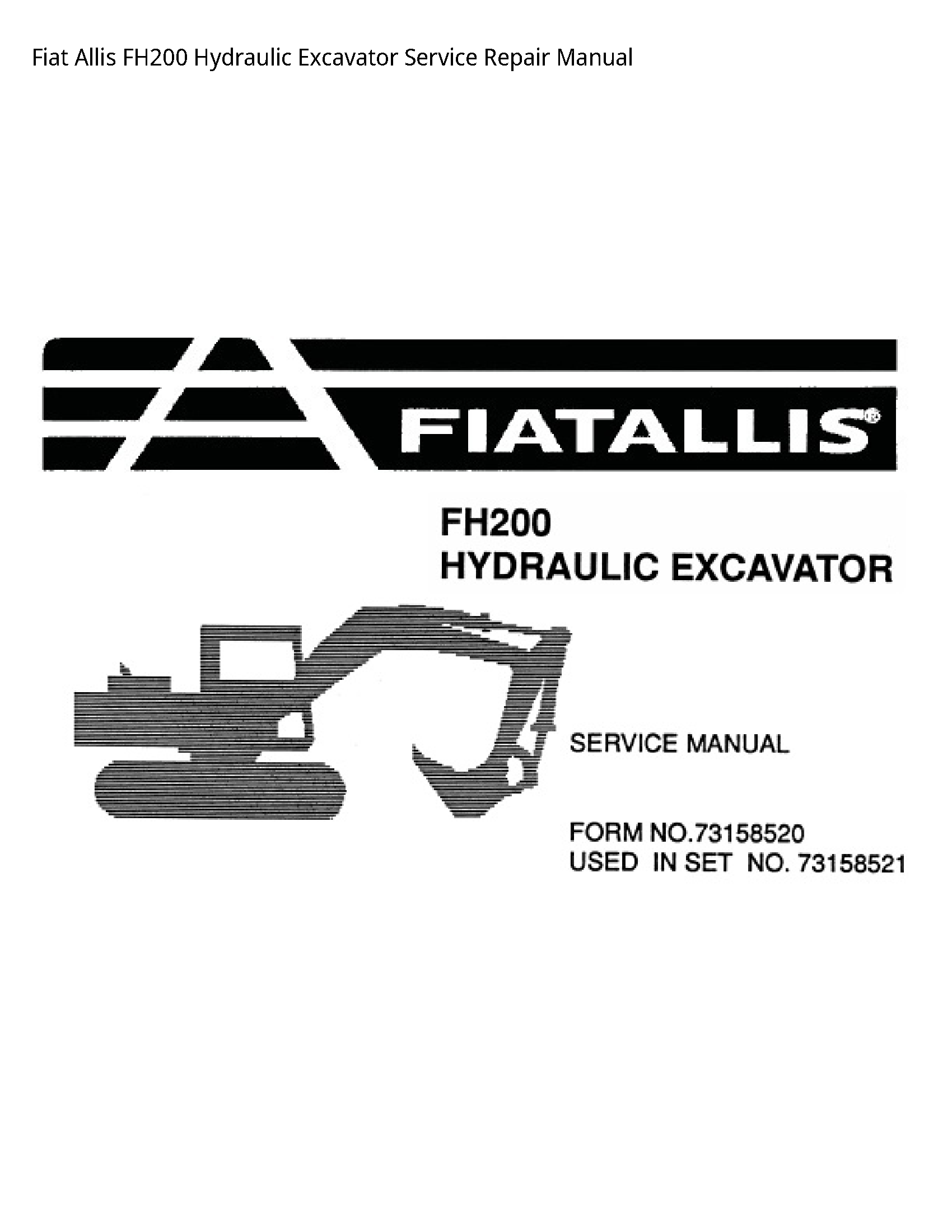 Fiat Allis FH200 Hydraulic Excavator manual