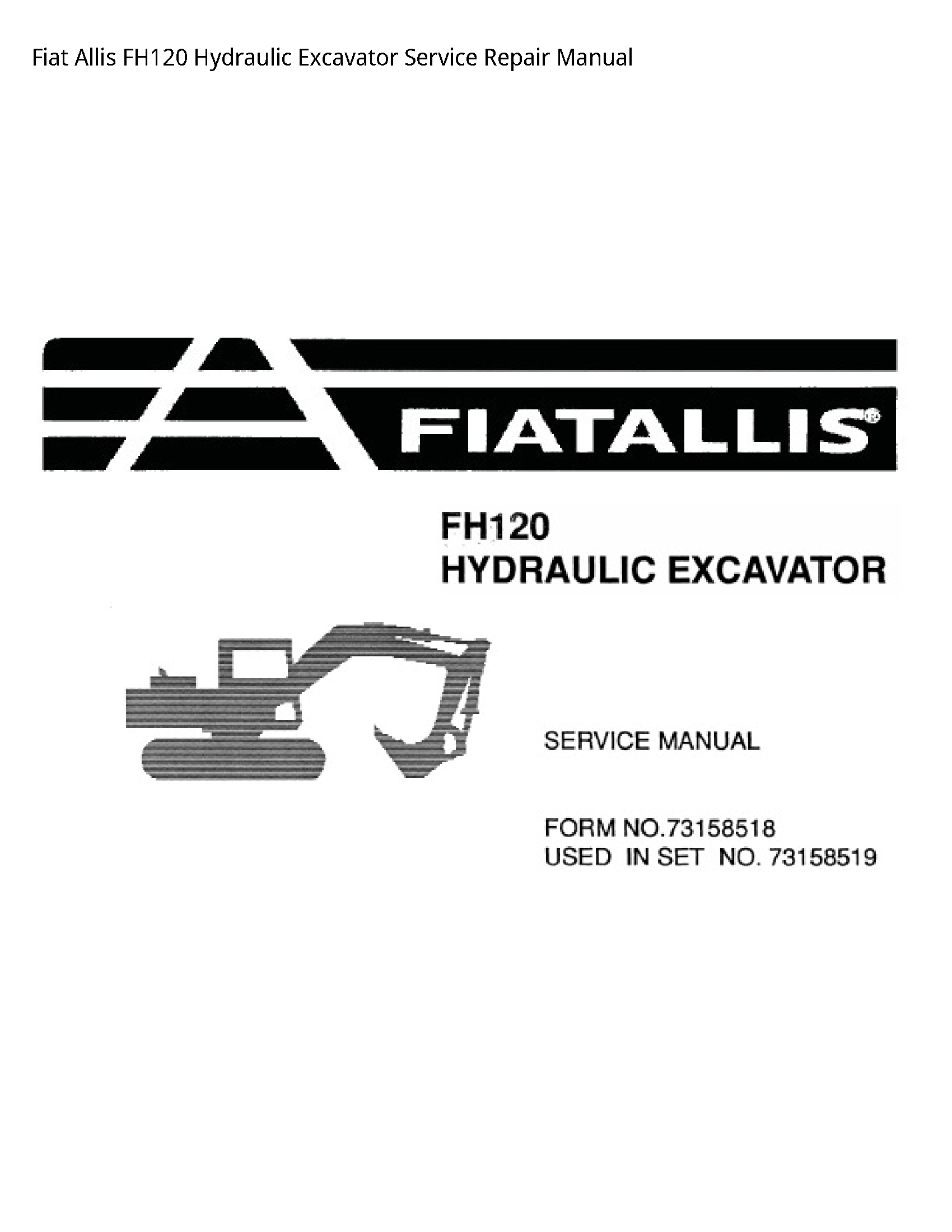 Fiat Allis FH120 Hydraulic Excavator manual