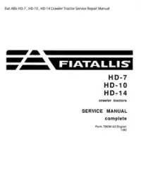 Fiat Allis HD-7   HD-10   HD-14 Crawler Tractor Service Repair Manual preview