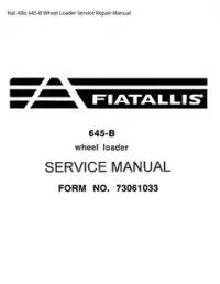 Fiat Allis 645-B Wheel Loader Service Repair Manual preview